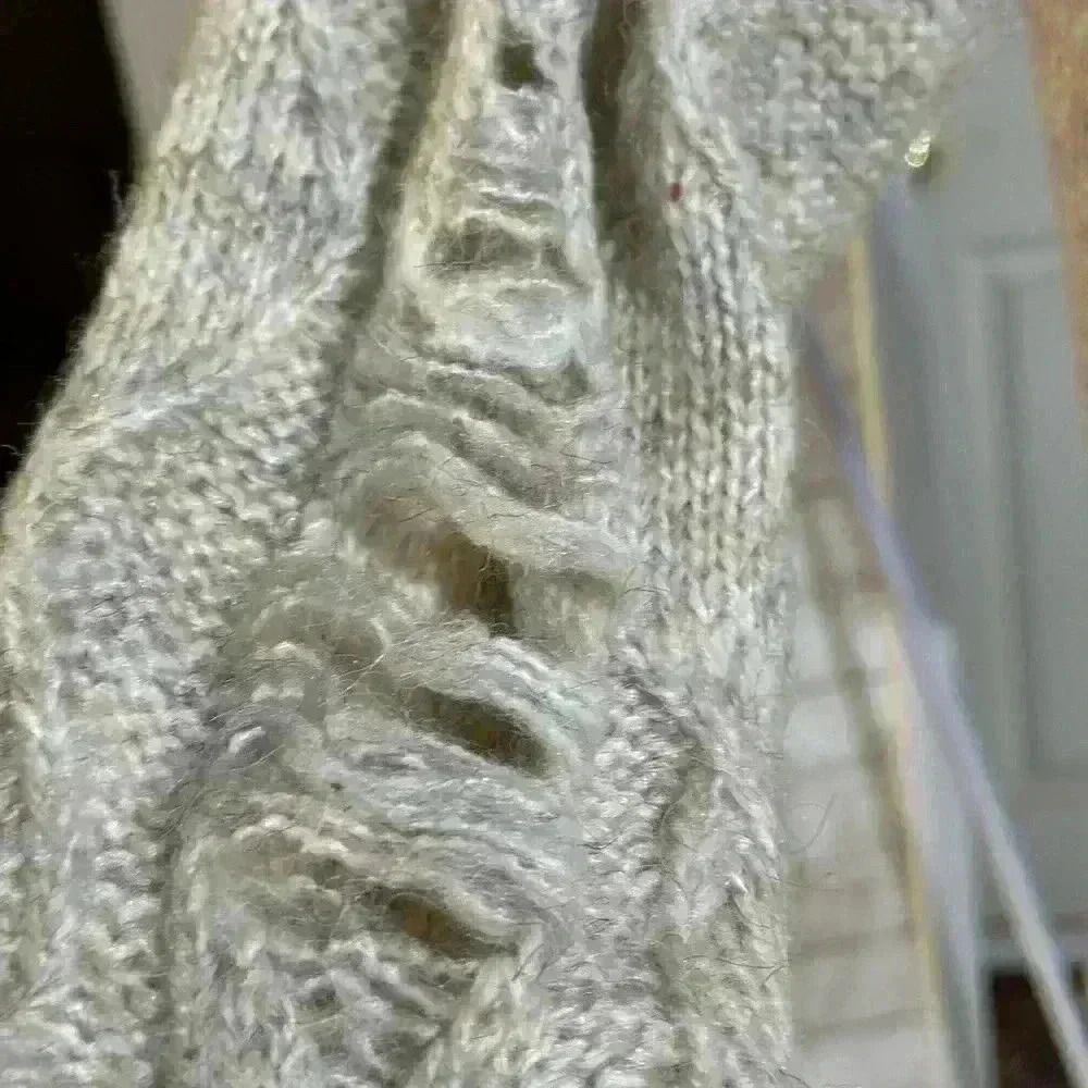 Forever21 Knit Distressed Turtleneck Womens Sweater Dress Sweater M Oatmeal 0017 - Picture 4 of 12